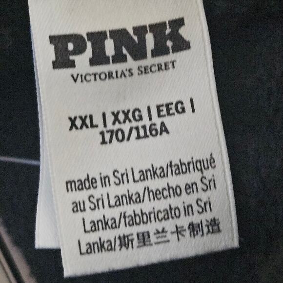 Pink Victoria Secret Black Cropped Collard Sweatshirt Size XXL - Picture 3 of 4